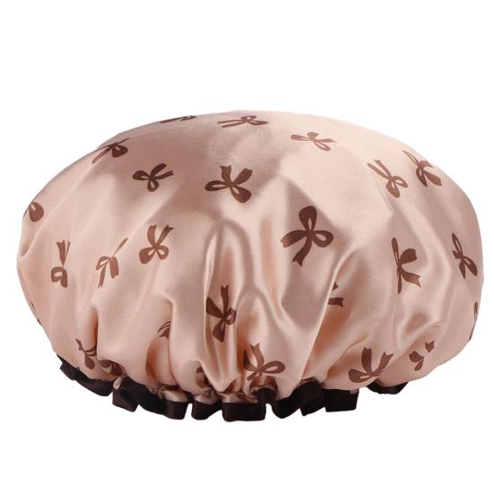 Women Waterproof Shower Cap Double Layer Bath Hair Hat with Elastic Band Reusable Moisture Proof Hair Cover for Bathroom Kitchen