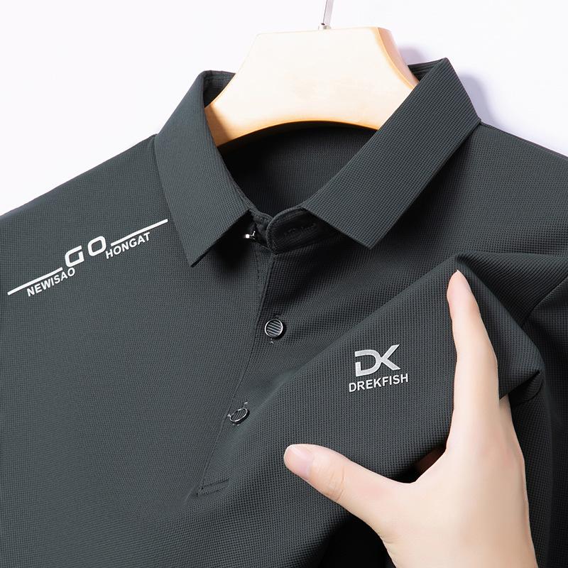Polo Shirt Men'S Premium Long Sleeve Business Casual Men'S Small Waffle Stretch T-Shirt