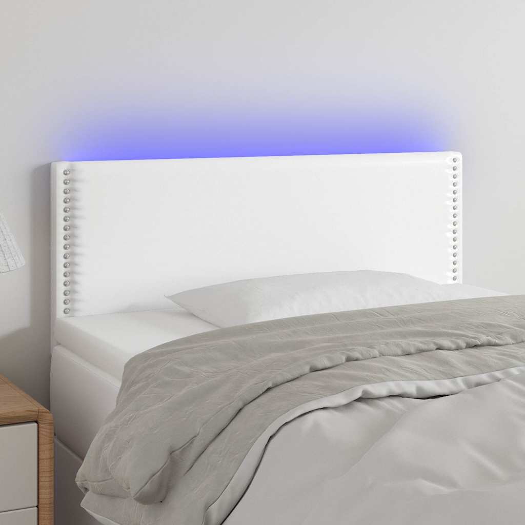 vidaXL LED Kopfteil Weiß 100x5x78/88 cm Kunstleder