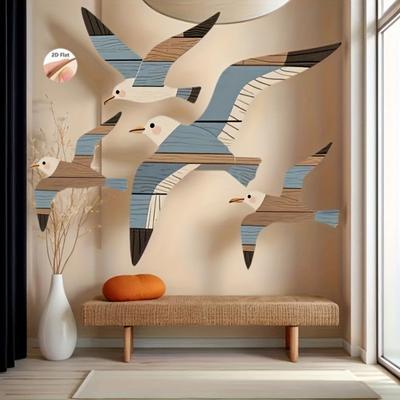4 Stück/Set Möwe Wandanhänger Helle Federfarbe Holzschnitzerei Kunstwerk Handbemalte Möwendekoration