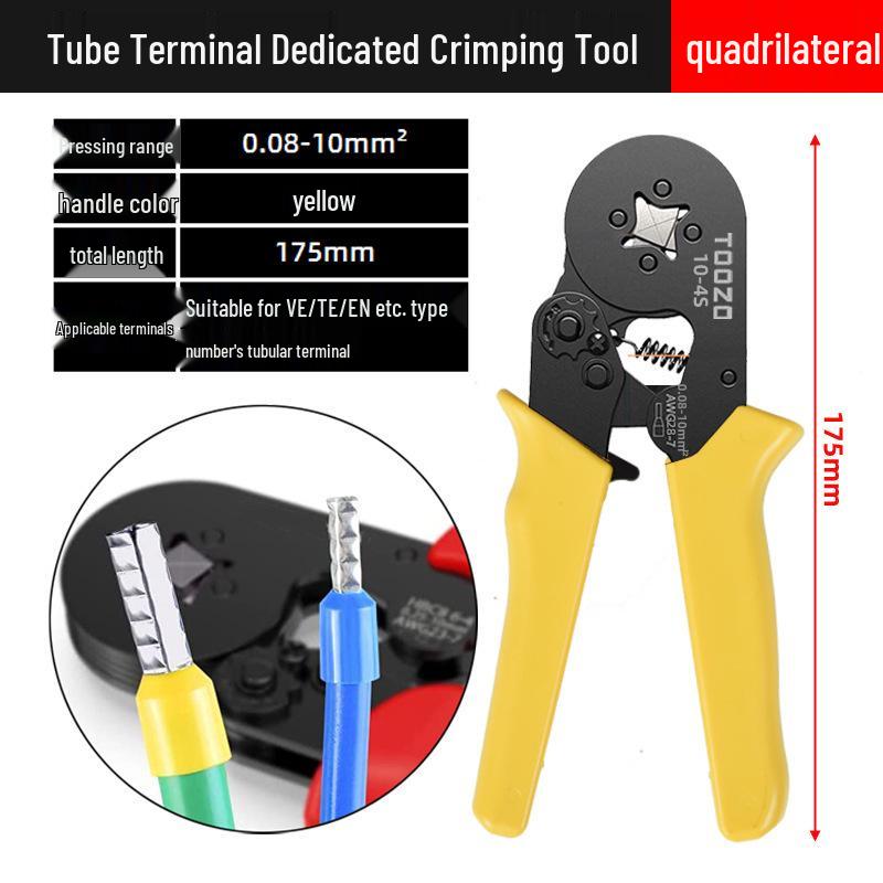Electrician's Tube and Pin Terminal Crimping Pliers with Cold-Pressed Wire Functionality
