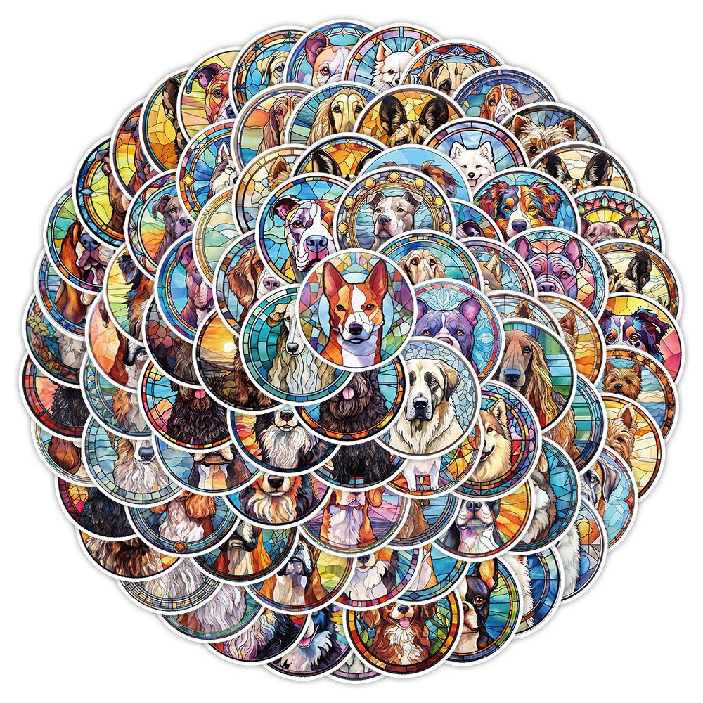 100 Colored Glass Dog Stickers Pack Ins Style Notebook Paper Pencil Box Decoration Stickers Waterproof Children DIY Stickers