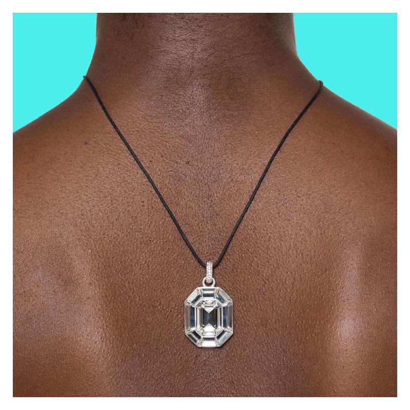 Swarovski Lucent Crystal Pendant Aluminum Necklace Women's Black 5698526