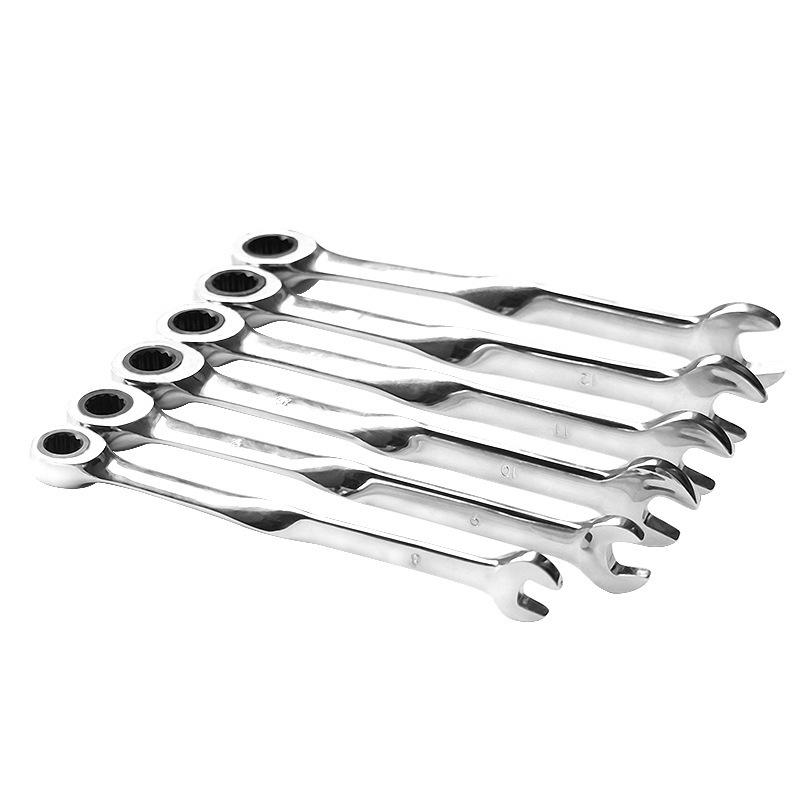 X Pattern Quick Ratchet Wrench: Labor-Saving, Angled Handle, Double-Head Design with Flower Head and Open-End Features