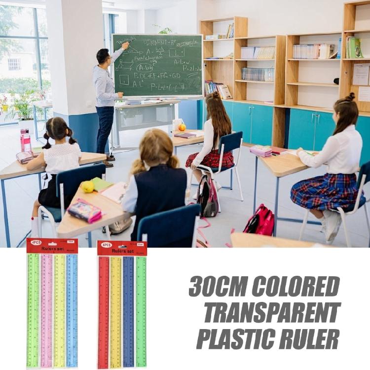 4Pcs 12Inch Clear Rulers Drawing Ruler Math Ruler Measuring Ruler Measuring Tool for Drawing Drafting Measuring