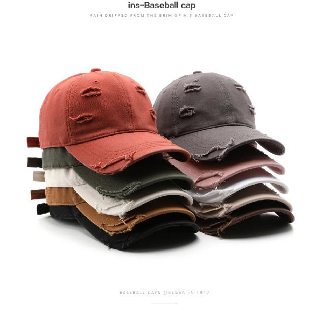 Women's solid-color, plain, washed, distressed baseball cap for outdoor activities, offering sun protection and shade