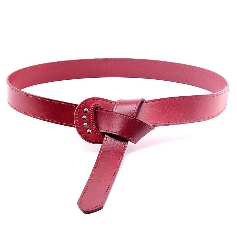 Women's Leather Belt Niche Design Cowhide Waist Seal No Button Head Knotted Belt Plus