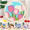 Flower Pattern Punch Needle Set Needlework Poke Needle Embroidery Kit  Educational Toys