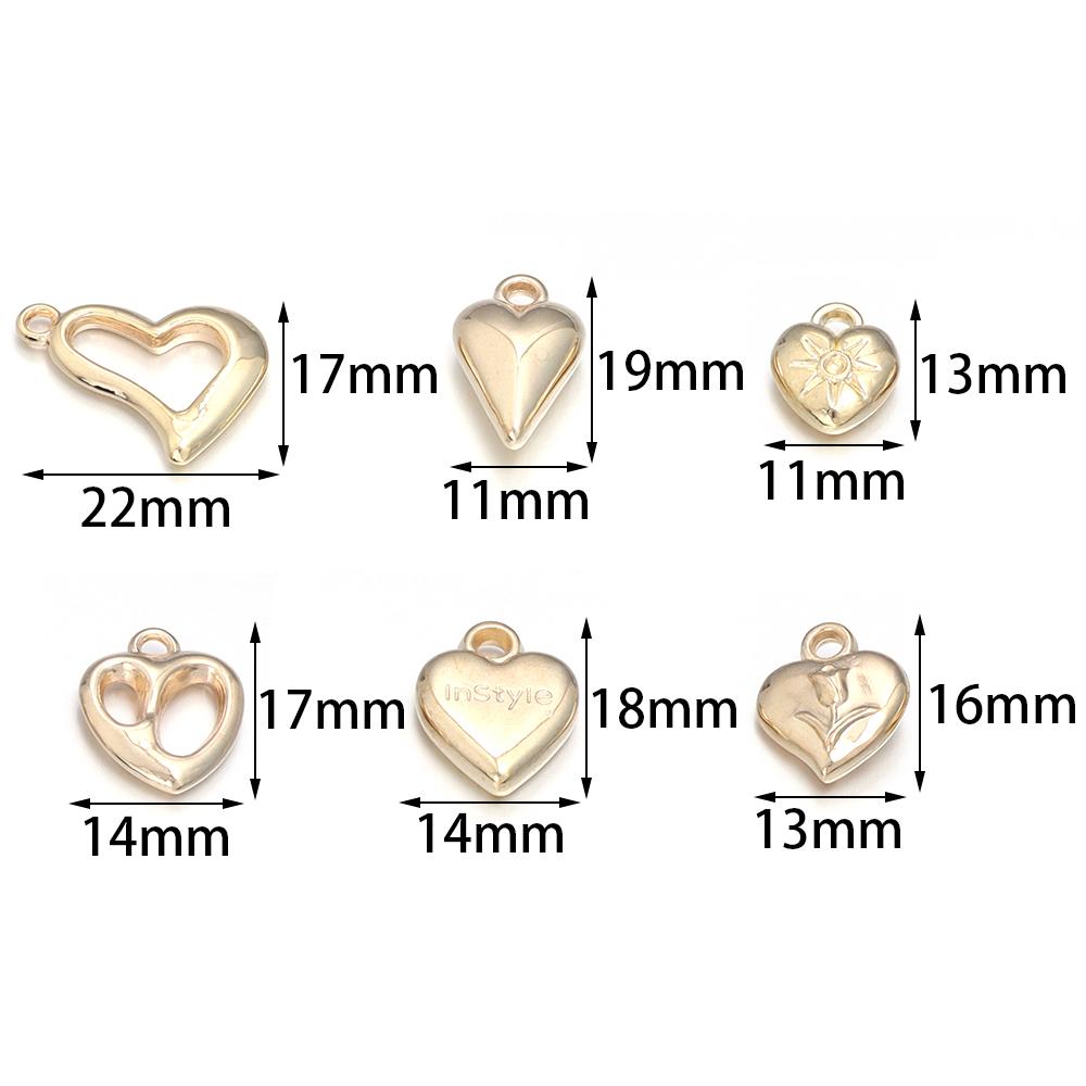20pcs/lot 6 Style Heart Shape CCB Pendants Charm Necklace Earring Pendants For DIY Jewelry Making Bracelet Handmade Accessories