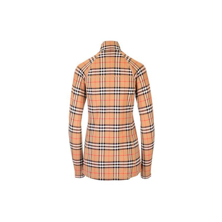 Burberry Women's Checked High Neck Long Sleeve T-shirt Archive Beige 80245721