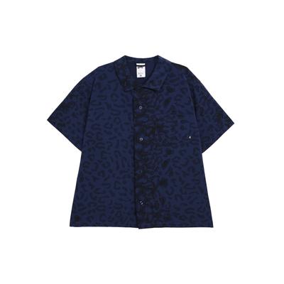 SB SS24 Potlačený Bowler Krátkorukávový Gombíkový Skate Top Unisex Vrcholy Polnočná Modrá FN2596410