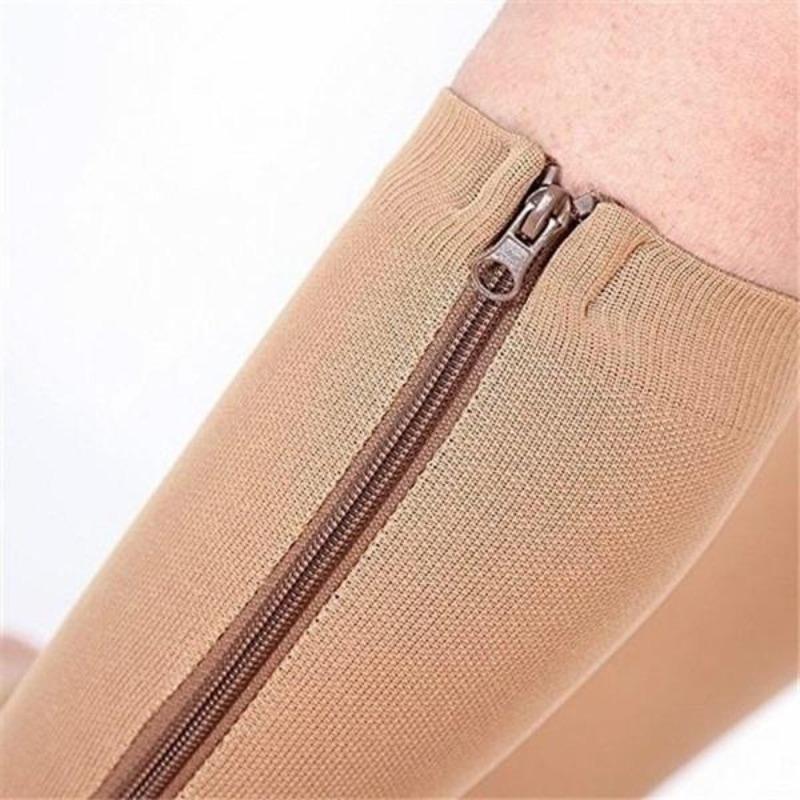 Unisex Toeless Compression Socks, Side Zip Up Knee High Socks, Prevention Socks