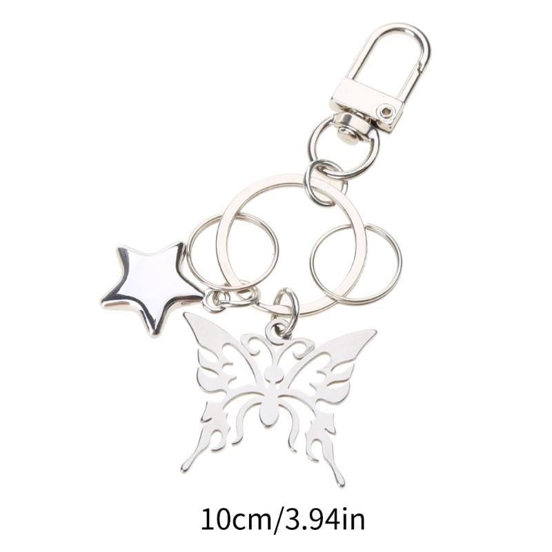 Butterfly Star Keychain Delicate Butterfly Bag Charm Fashionable Key Chain Alloy Material Gift for Stylish Individuals