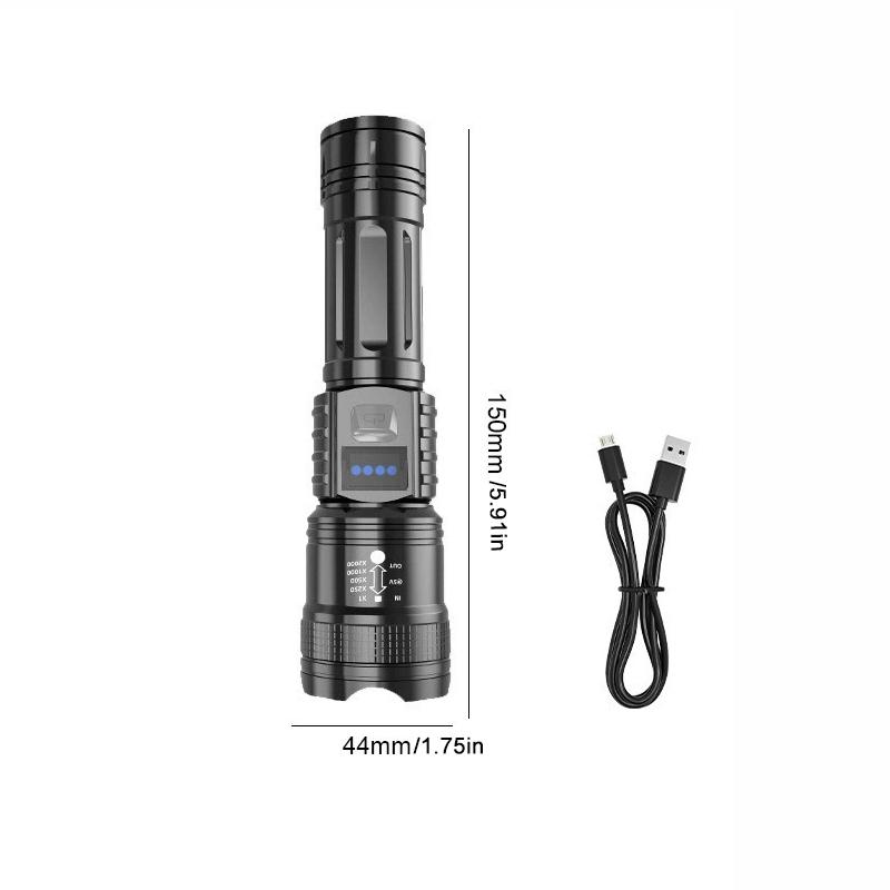 Powerful P50 Led Type-C Charging Flashlights Bright Light Emergency Spotlights Telescopic Zoom Light Builtin 18650 Battery