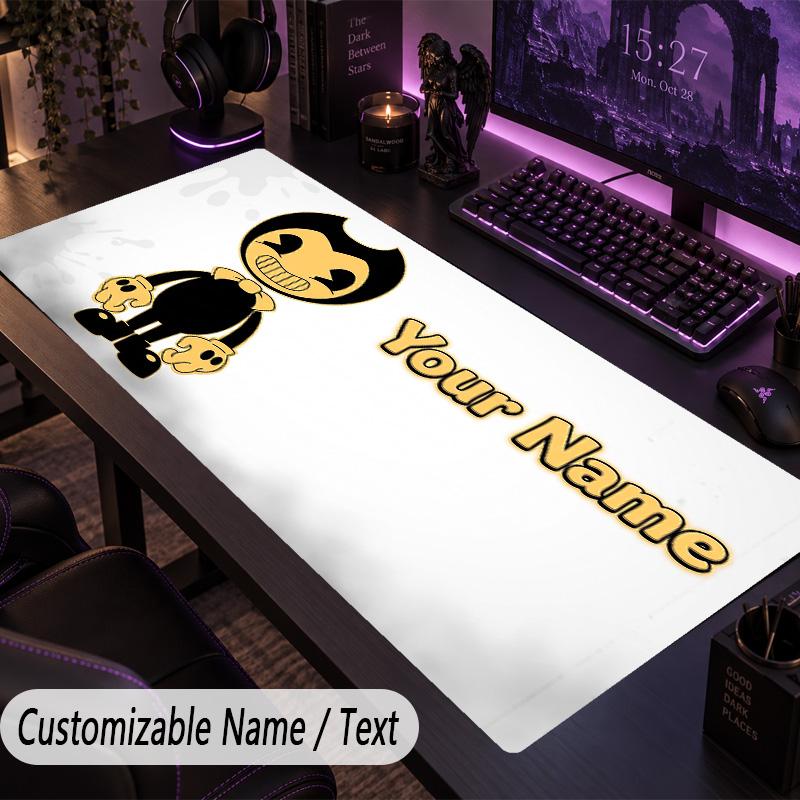 Custom Text Big Mousepad, Extended Desk Pad For Laptop Work GameBendy and the Ink Machine