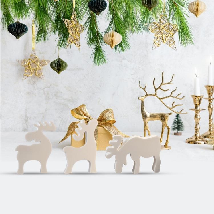 3-in-1 Elk Resin Molds Plaster Silicone Molds for Epoxy Resin, Candle Soap Making, Fondant Chocolate Silicone Molds