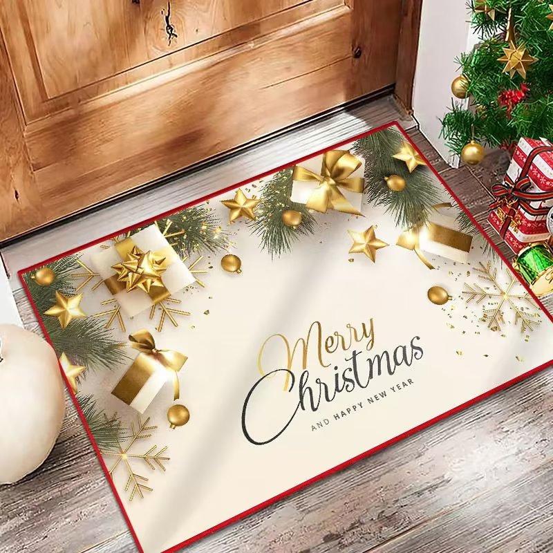 

VIKAMA Christmas Decorations Entrance Mat Living Room Coffee Table Mat Carpet Bathroom Water-Absorbing Pad Home Decoration 40x 60cm