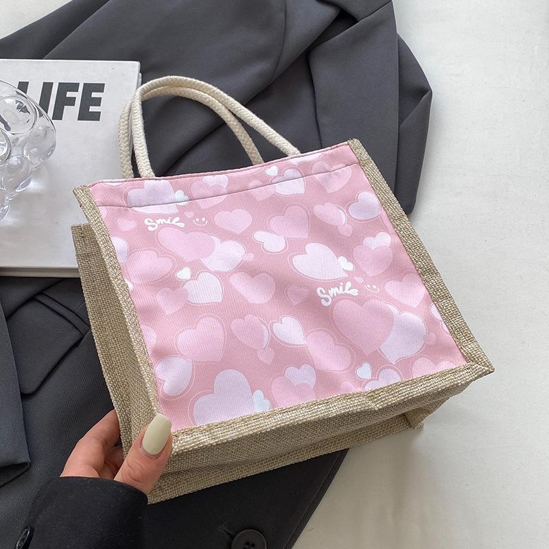 Cute Cartoon Love Souvenir Girl Japanese Ins Small Tutoring Bag Summer Outing Hand Bento Bag