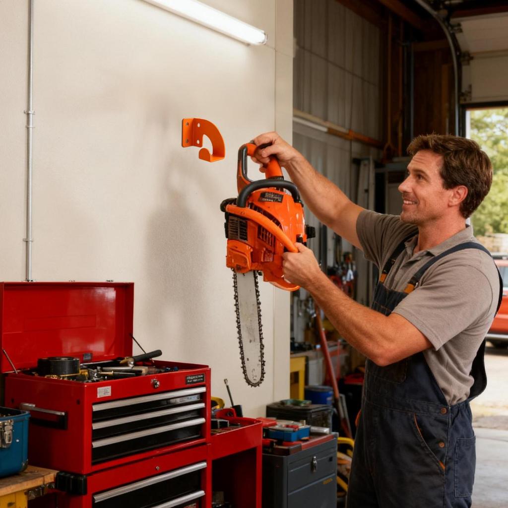 Wall Chainsaw Holder Rust-Resistant Steel Organizer Wall-Mounted Chainsaw Holder For Workshop Garage Shovels Brooms Cables Hoses