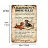 1pc Dachshund Home Rules Metal Sign, 8x12in 2D Flat Iron Wall Art, Cute Dog Themed Hanging Plaque