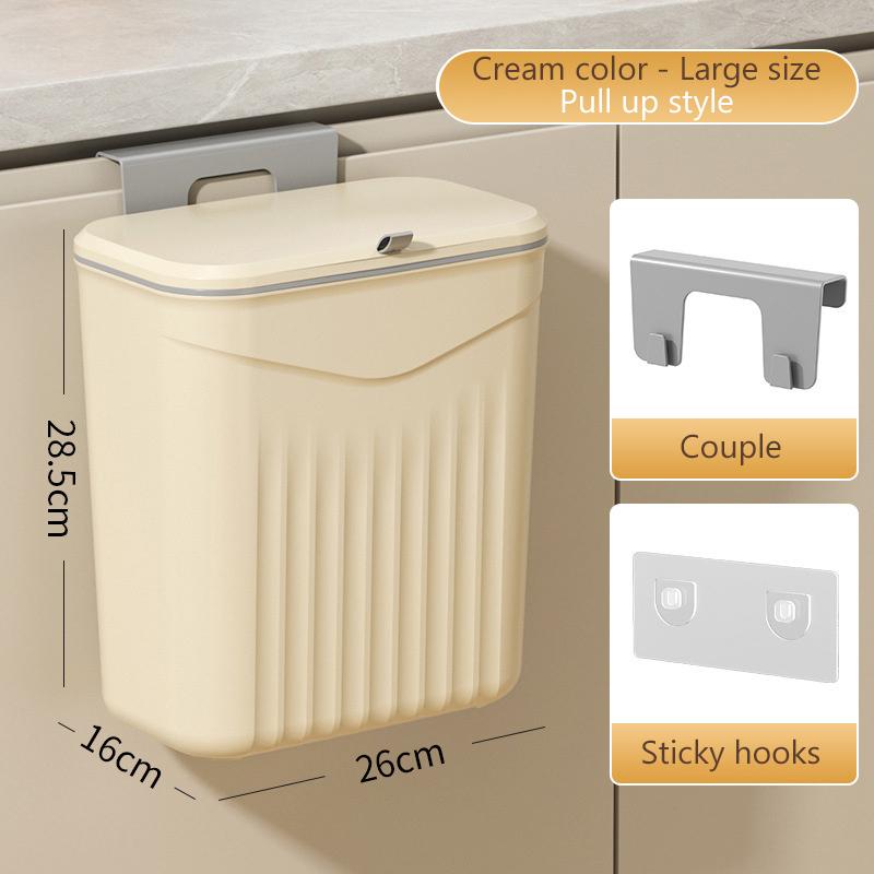 

Настенное подвесное мусорное ведро с крышкой для ванной комнаты, нажимное, водонепроницаемое, узкое, для мусора, туалетная корзина для отходов with lid L бежевый