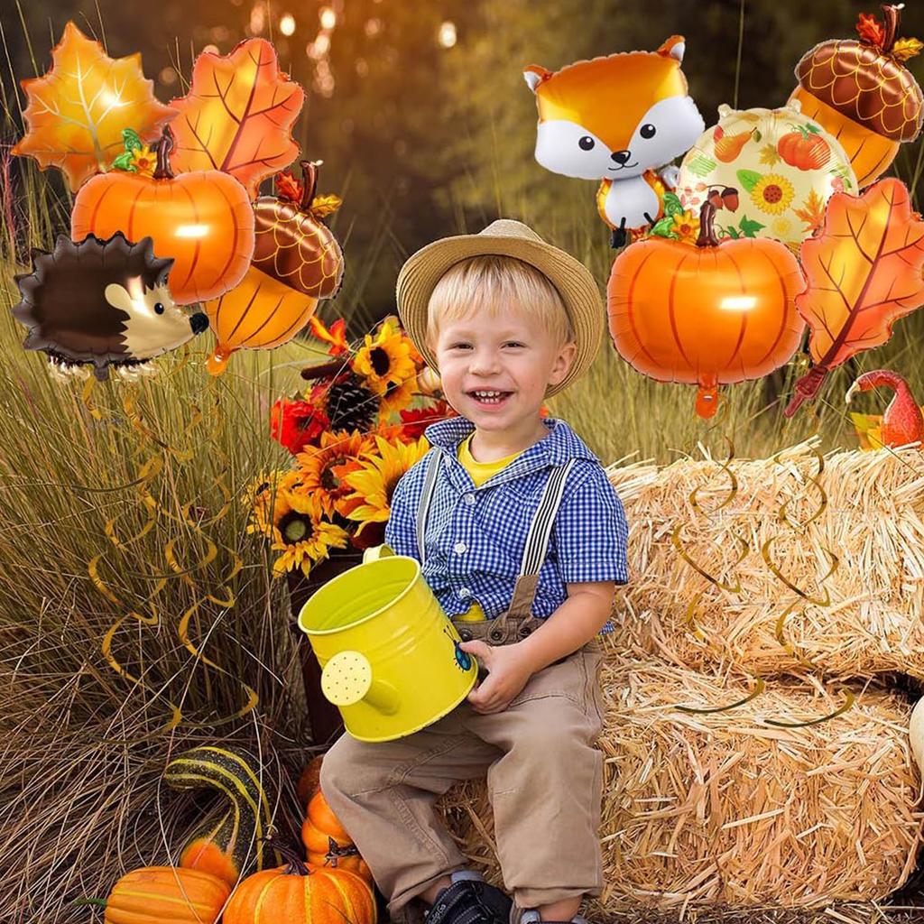 22 Pcs Maple Leaves Balloons Autumn Decorations with Maple Leaves Pumpkin Balloons for  Wedding Birthday Thanksging Day Party