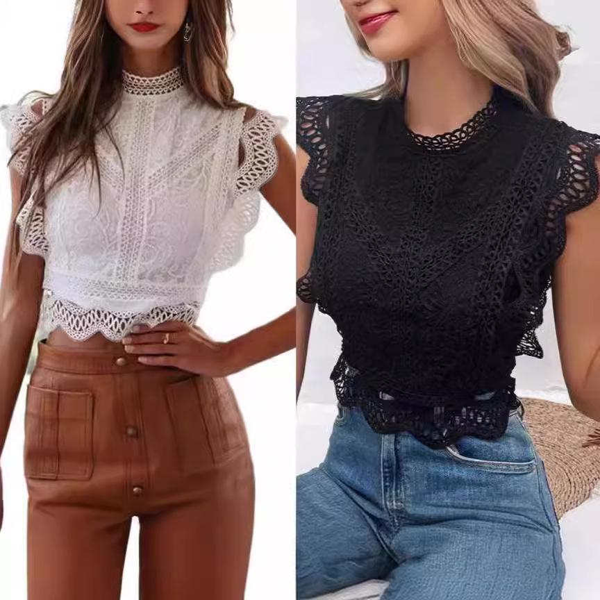 

2024 Summer Sexy Lace Geometric Pattern Hollow-Out Top Medium