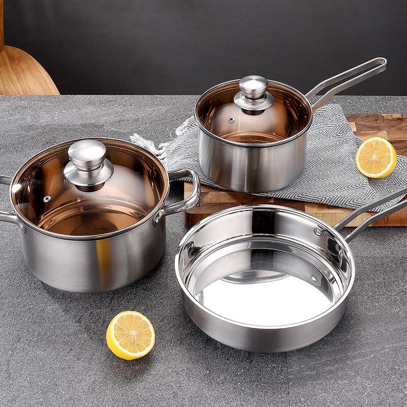 Lechu Heli 201 Stainless Steel 3-Piece Cookware Set