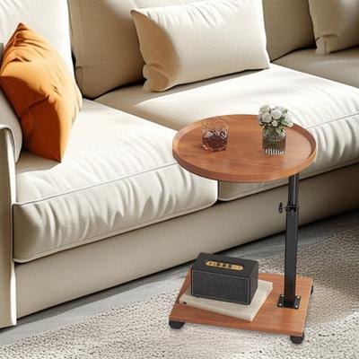 Yousheng C-Shaped Side Table 360-Degree Swivel Couch Table On Wheels Height Adjustable Small End Table for Balcony Living Room Bedroom