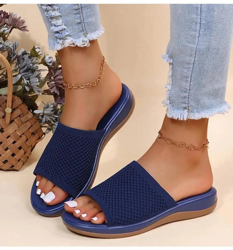 

Женские сандалии, мягкие сандалии на плоской подошве, летние сандалии Zapatos Mujer, женская летняя обувь из эластичной ткани, элегантные женские тапочки 36