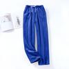 Women's Fuzzy Fleece Wide Leg Pajama Pants Elastic Drawstring Waist Warm Loungewear Sleep Trousers With Pockets