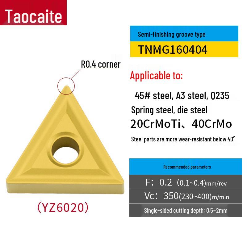 CNC Lathe Double-Sided TNMG160404/08 Triangular Insert for OD/ID Clamping