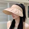 Summer sunscreen hat women's outdoor travel versatile fashion empty top hat pearl pleated big brim sun hat