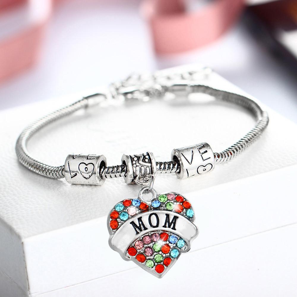 Exquisite Family Members Inlaid Colorful Rhinestone Love Heart Bracelet Gift For Loved Ones