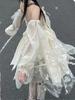 Lady Lazy Lolita with Arm Cream Dress, Sleeveless, Cosplay, White, Asymmetrical, Knee-Length, Covers,