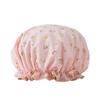Double-layer Shower Cap  Waterproof Hair Cap  Gold-embossed Printed Polyester-cotton PEVA Shower Cap  Women's Bathing and Bathing Style