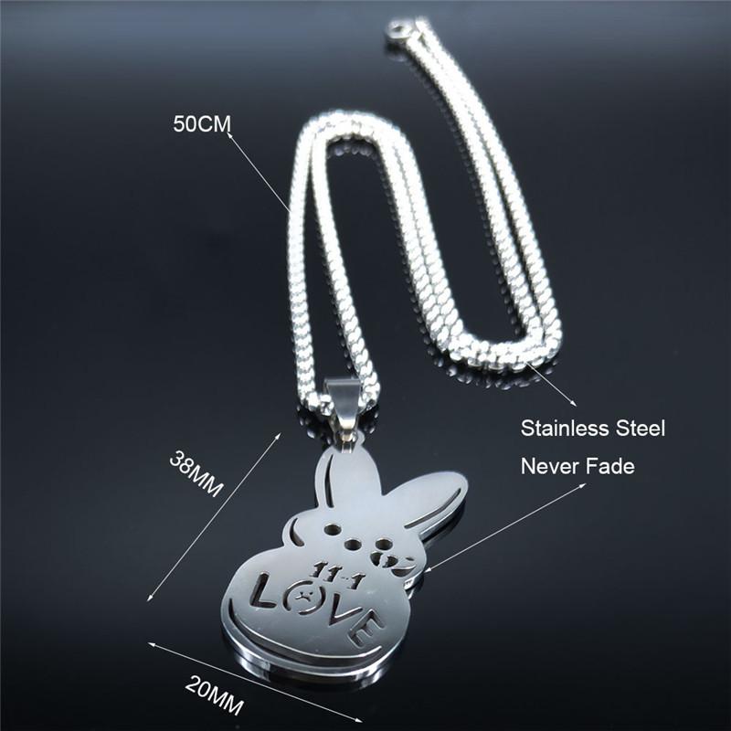 Sad for Love Creative Rabbit Stainless Steel Statement Necklace for Men Women Charm Jewelry