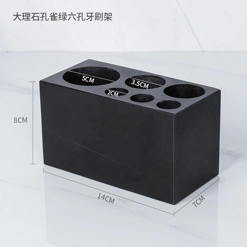 1pc Marble Toothbrush Holder Ornament Six Hole Toothbrush Holder Household Toothbrush Storage Rack Bathroom Accessories