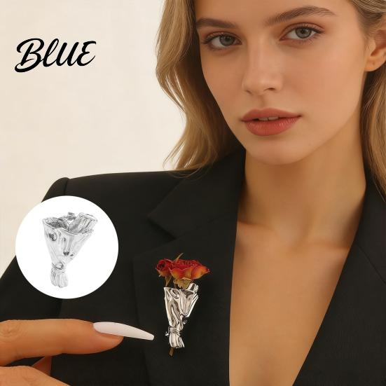 Floral Brooch Pin Flower Holder Bouquet Wearable Vase Insert Real