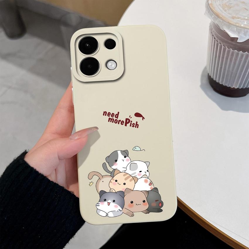 For Oppo K13 Realme 5 6 7 10 8 9 Pro Plus A5X A5 Phone Cases Candy Color Cute Cat Patterns Liquid Silicone Upgraded Shockproof Housing For Oppo Covers