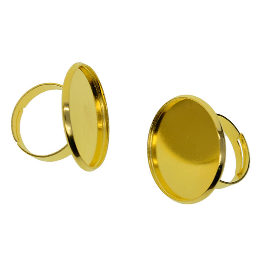 Base de bague réglable 10x, résultats vierges pour cabochon doré de 25mm