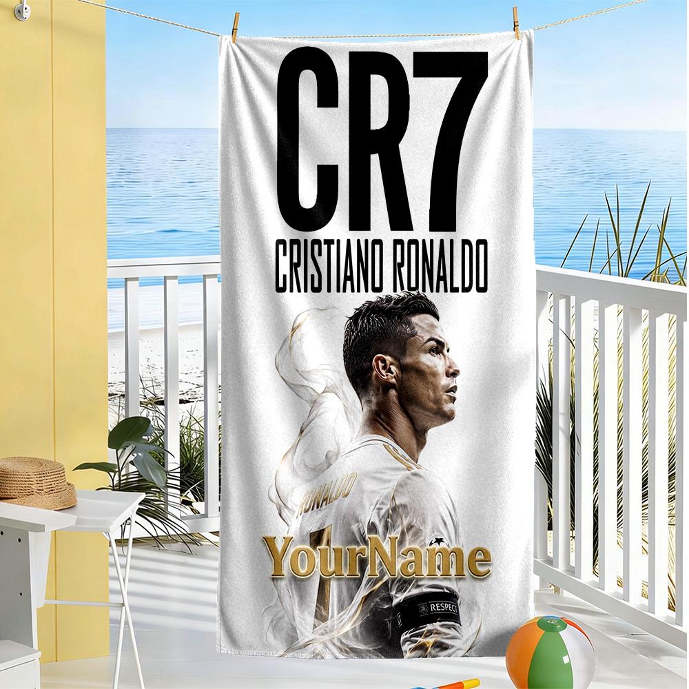 Cristiano Ronaldo Personalisiertes Text Strandtuch Weich Langlebig Schnelltrocknend Geeignet für Schwimmen Fitnessstudio Camping Yoga Urlaub