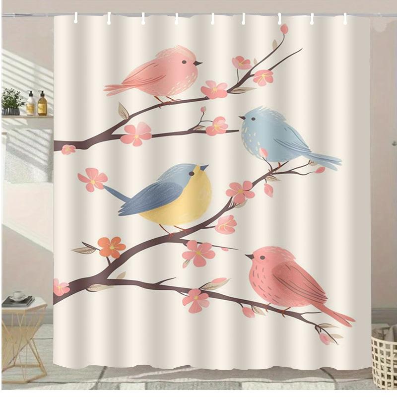 Morandi Creative Flowers Washable Dirt-Resistant Shower Curtain Shower Head waterproof Polyester Bath Curtain For Home Decor