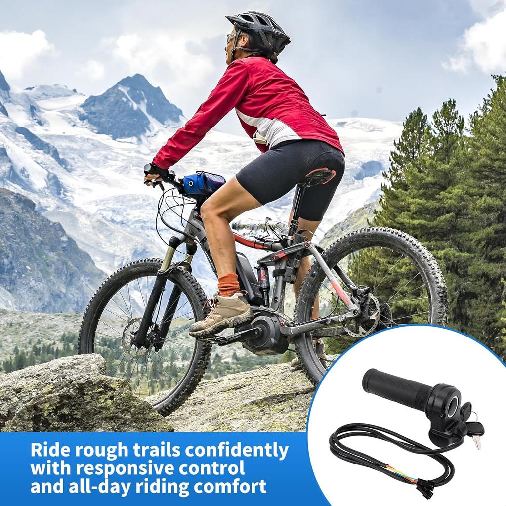 Electric Bike Throttle Grip Full Twist Ebike Throttle with 2 Keys Universal Electric Scooter Throttle Grip Speed Controller Grip for Q20 Electric