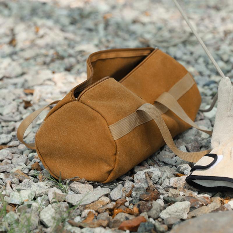 Cylinder Canvas Sundries Storage Bag Portable Thickened Large-capacity Tool Bag Outdoor Camping Tool