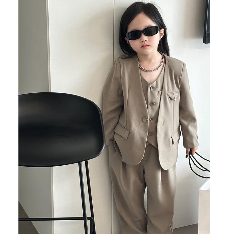 Podzim 2025 Dívčí třídílný bonbónový oblek - Korejský blejzr set