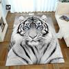 Sketch Tiger Face Rectangle Rug Monochrome Wild Animal Pattern Washable Floor Mat For Fireplace Bedroom Decor Carpet