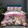 Hot Sale 3D Cute Cat Bedding Set Baby Duvet Cover Sets Bedclothes Twin Single King Kids Adult Teens Best Gift