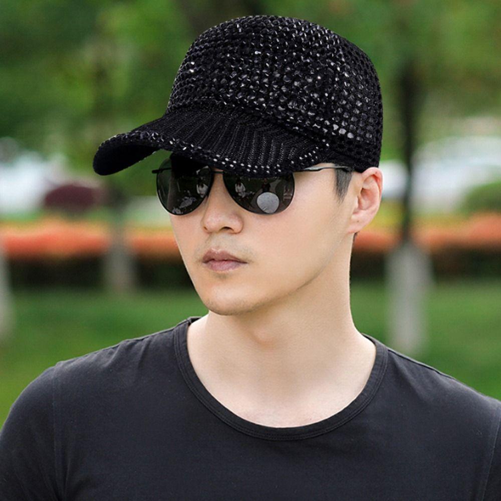 Mesh Rhinestone Baseball Cap Breathable Duck Tongue Hat Hip Hop Woman Shiny Cap  Leisure Activities