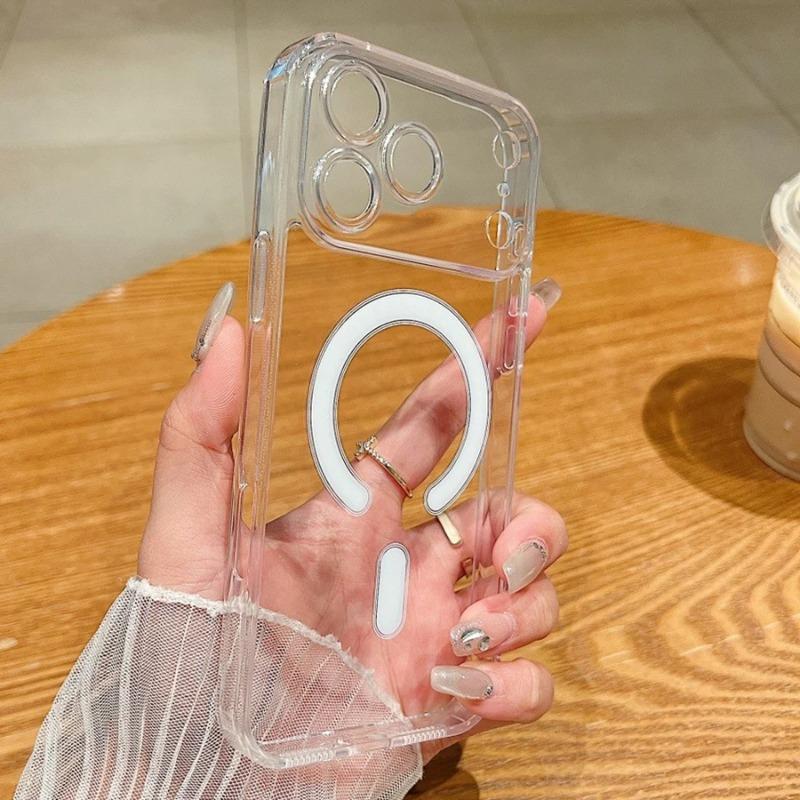 Ultra thin Magnetic Transparent For Magsafe Case For iPhone 17 Air 16 15 14 13 11 12 Pro Max Wireless Charger Shockproof Cover
